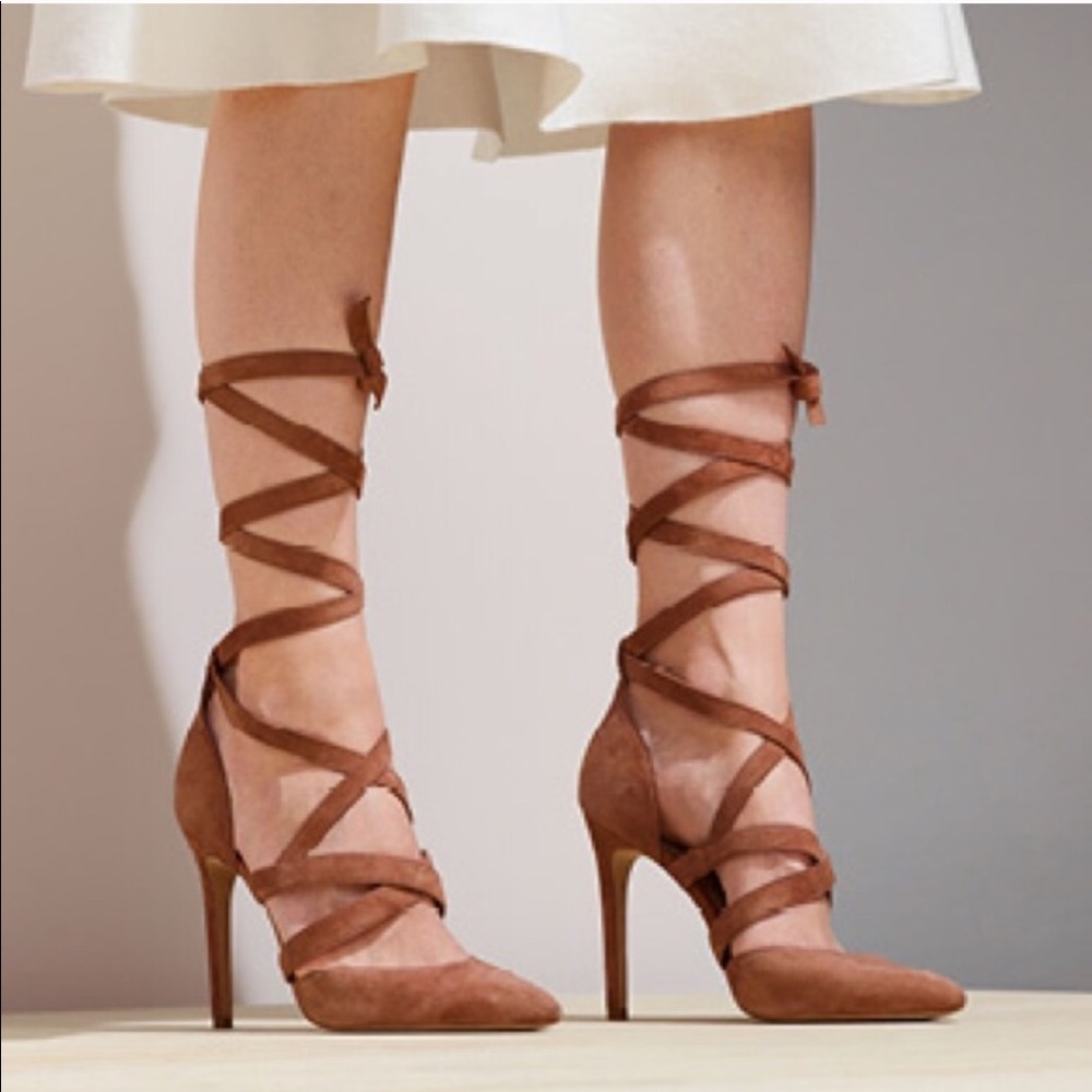 Aldo pink (mauve) suede strappy heels